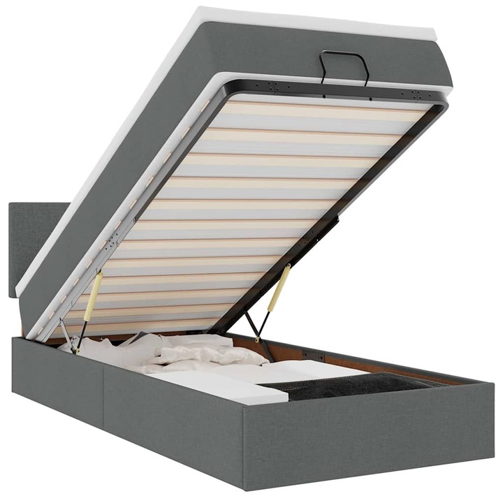 VidaXL Ottomán ágykeret matraccal sötétszürke 100x200cm szövet 39.08 kg