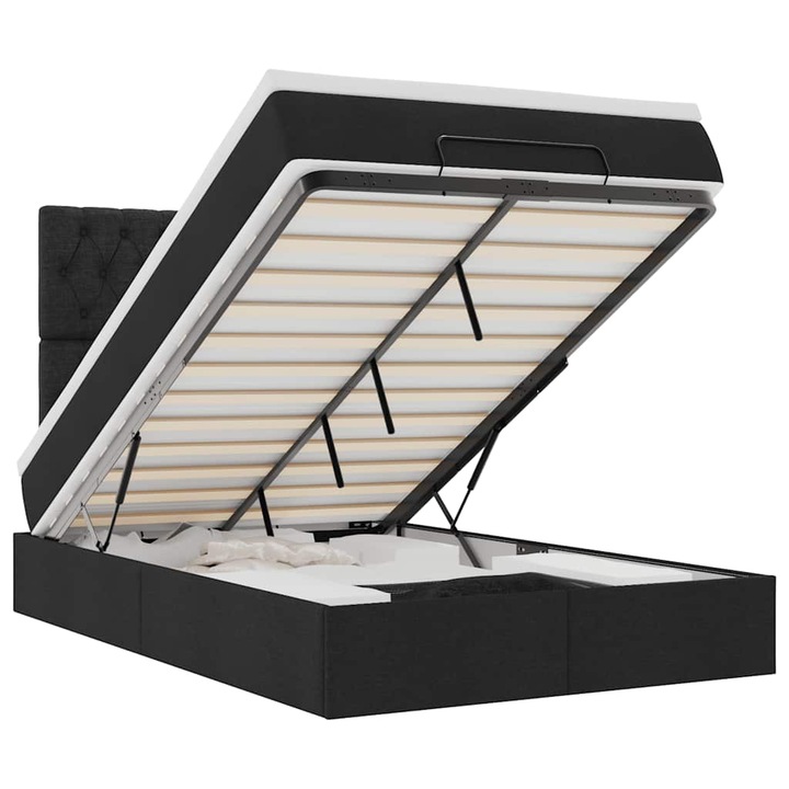 Cadru de pat otoman cu saltea vidaXL, Negru, 120x190 cm, Tesatura, 54.15 Kg 3313225