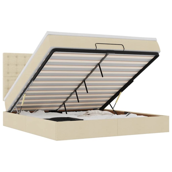 VidaXL oszmán ágykeret matracokkal krém 180x200cm szövet 40.57 kg