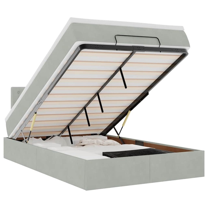 Cadru de pat vidaXL, otoman cu saltea Gri deschis 120x190 cm catifea, 48.81 kg