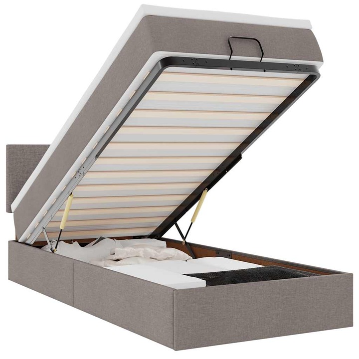 Cadru de pat otoman cu saltea vidaXL, Taupe, 100x200cm, Material, 42.02 Kg 3311356