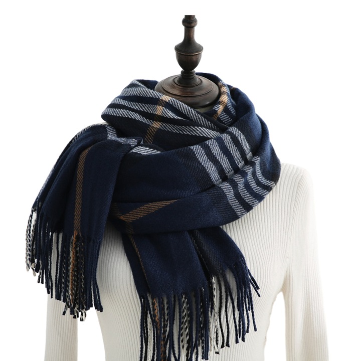 Esarfa dama, model carouri, lungime 185x65cm, calduroasa, multicolor