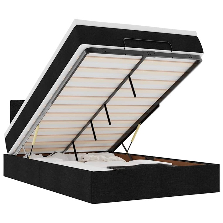 Cadru de pat otoman cu saltea vidaXL, Negru, 120x190 cm, Tesatura, 49.1 Kg 3311527
