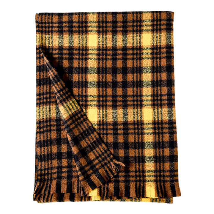 Esarfa de iarna pentru femei, model clasic, multicolor, 75"x27.6" cu franjuri