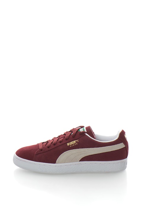 Puma, Pantofi sport unisex de piele intoarsa cu logo, Visiniu