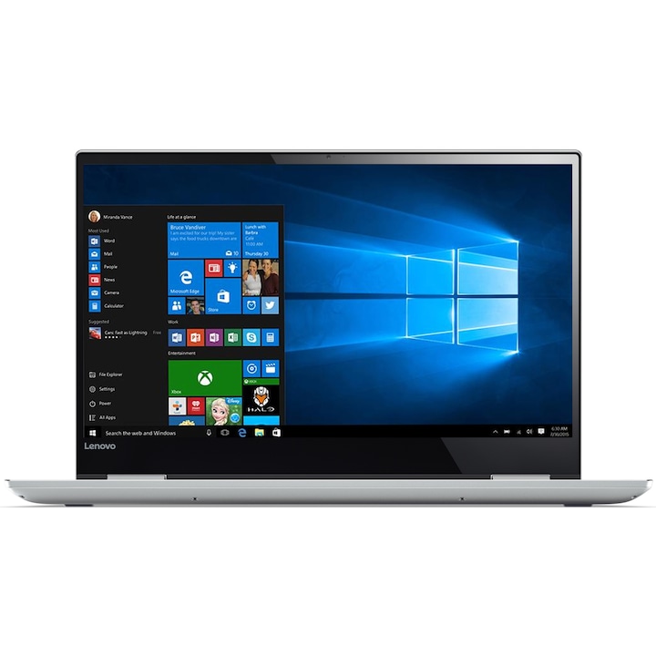 Laptop 2 in 1 Lenovo YOGA 720-15IKB cu procesor Intel® Core™ i7-7700HQ 2.80 GHz, Kaby Lake, 15.6", Full HD, IPS, Touchscreen, 8GB, 512GB SSD, nVIDIA GeForce GTX 1050 4GB, Microsoft Windows 10 Home, Platinum