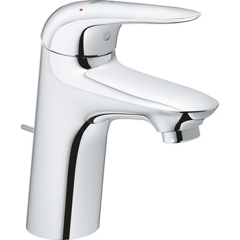 Baterie lavoar Grohe Wave, monocomanda, 1/2'', cartus ceramic, limitator temperatura, set evacuare cu tija, aerator, marimea S, Crom Baterie lavoar Grohe Wave, monocomanda, 1/2'', cartus ceramic, limitator temperatura, set evacuare cu tija, aerator, marimea S, Crom