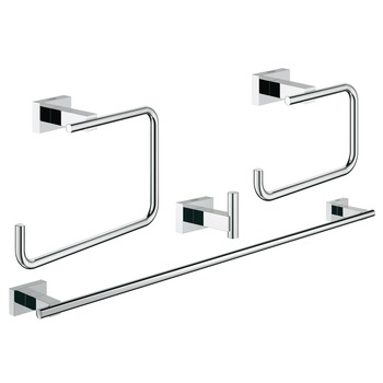Set Grohe Cube Master 4 in 1, cuier, suport prosop si hartie igienica, fixare perete ascunsa, Crom Set Grohe Cube Master 4 in 1, cuier, suport prosop si hartie igienica, fixare perete ascunsa, Crom