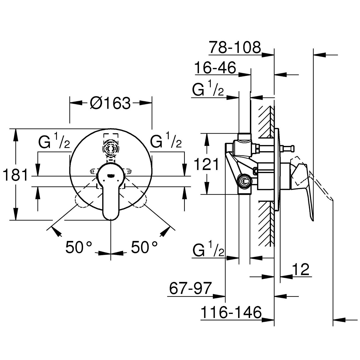 GROHE 29079000 BauEdge falba épített egykaros kádcsaptelep - eMAG.hu