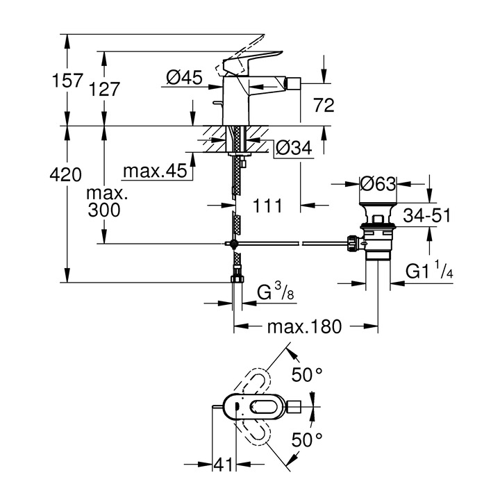 GROHE 23352000 Start Loop egykaros bidécsaptelep