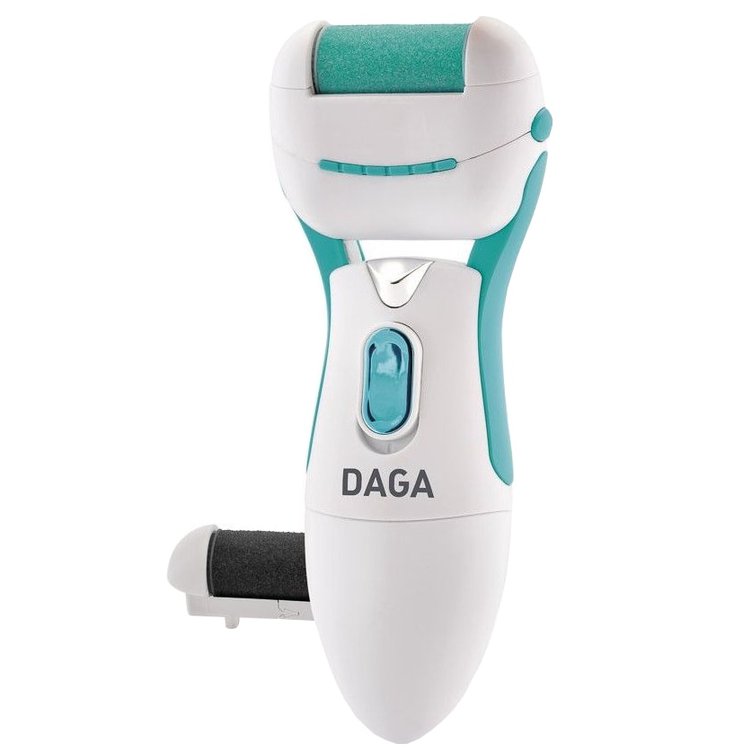 Aparat indepartare calus Daga CR 100, Iluminare LED, perie curatare, rola microminerale, capat suplimentar, Alb/Verde