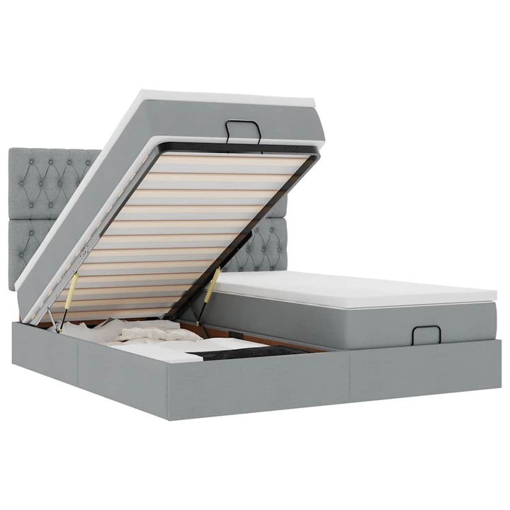 Cadru de pat vidaXL, otoman cu saltele Gri deschis 180x200cm Material, 44.21 kg