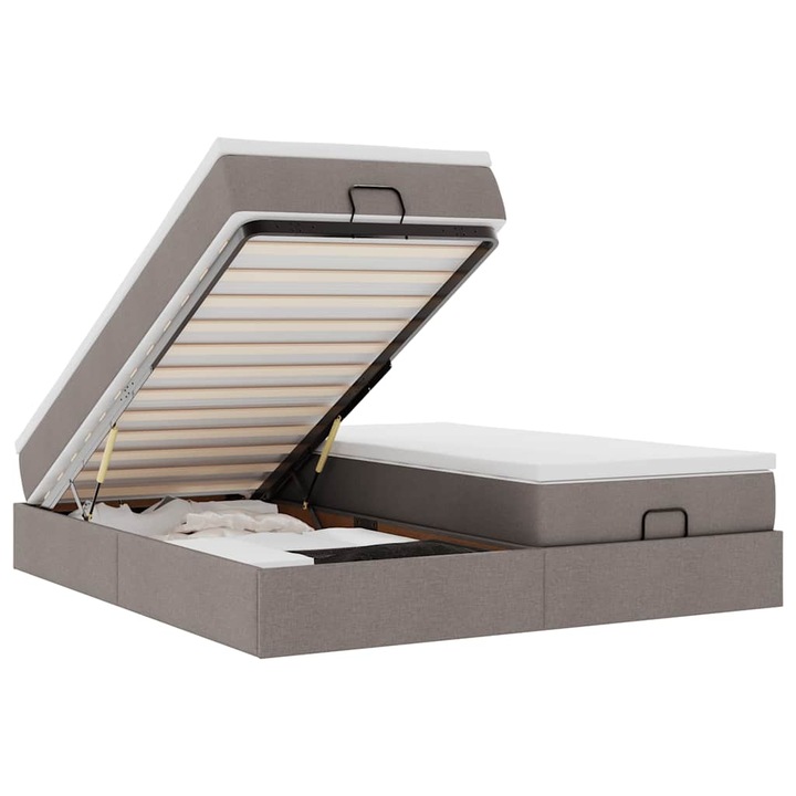 oszmán ágykeret matracokkal Taupe 160x200cm szövet, vidaXL, 3311238