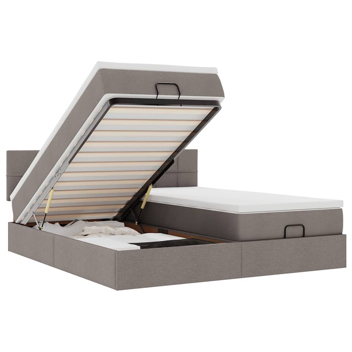 Cadru de pat otoman cu saltele vidaXL, Taupe, 200x200cm, tesatura, 47.02 Kg 3312005