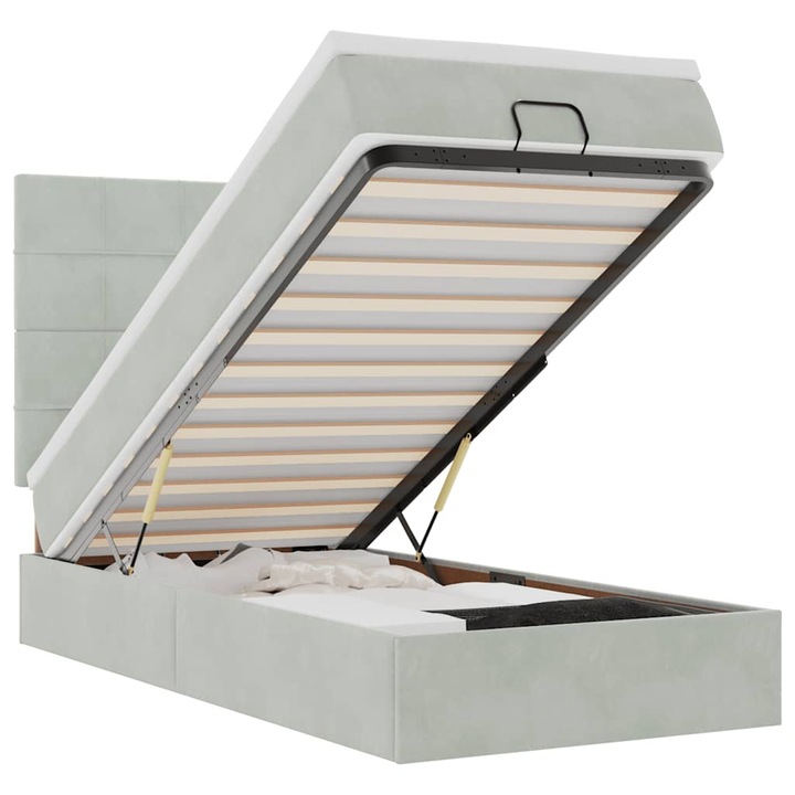 Cadru de pat otoman cu saltea vidaXL, crem, 120x200cm, stofa, 50.53 Kg 3311371