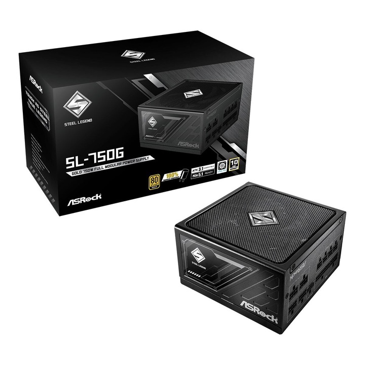 Tápegység, ASRock, SL-750G, 750W, ATX 3.1, 13.5cm