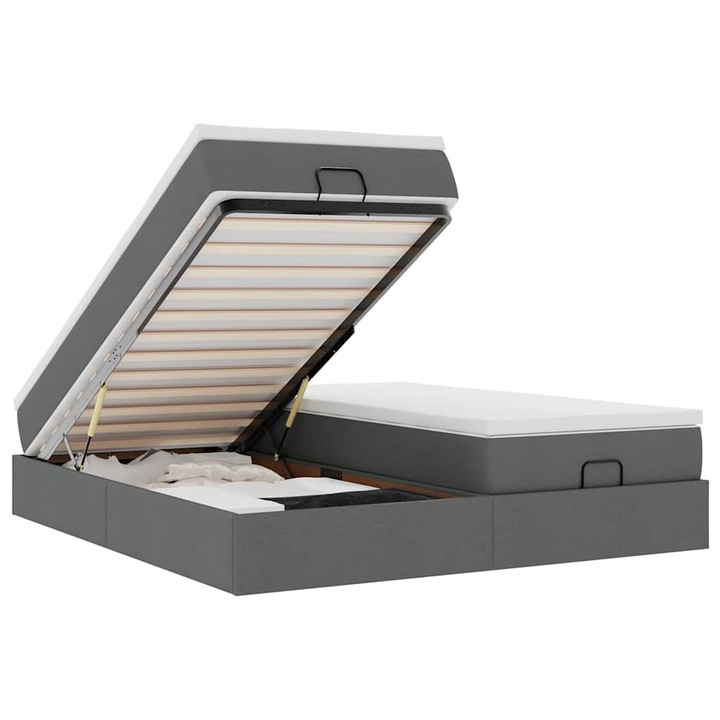 Cadru de pat vidaXL, otoman cu saltele Gri inchis 180x200cm tesatura, 34.66 kg