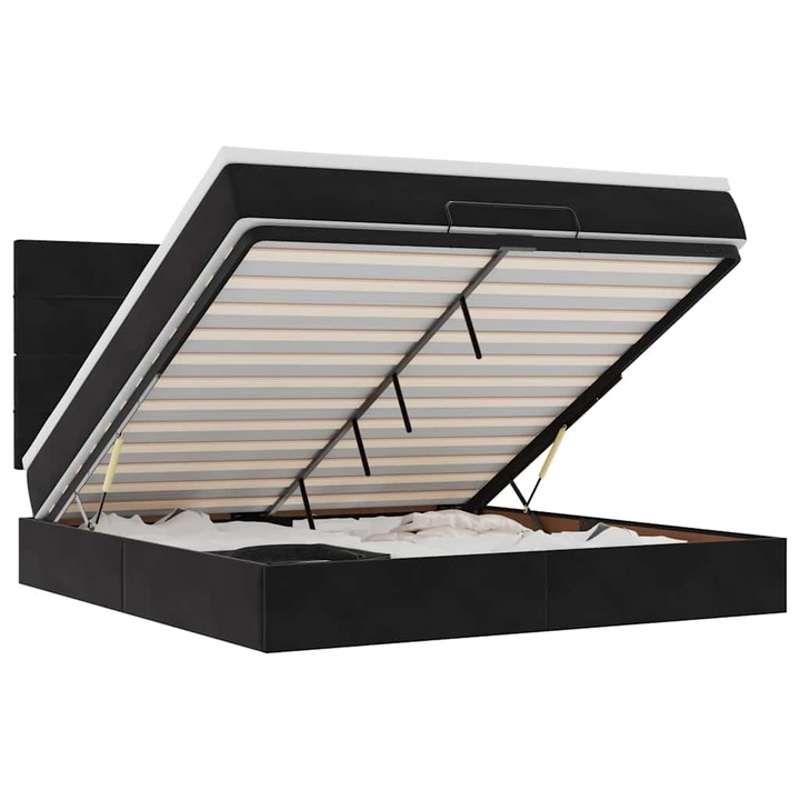 vidaXL Ottomán ágykeret matracokkal fekete 180x200cm bársony 3313489