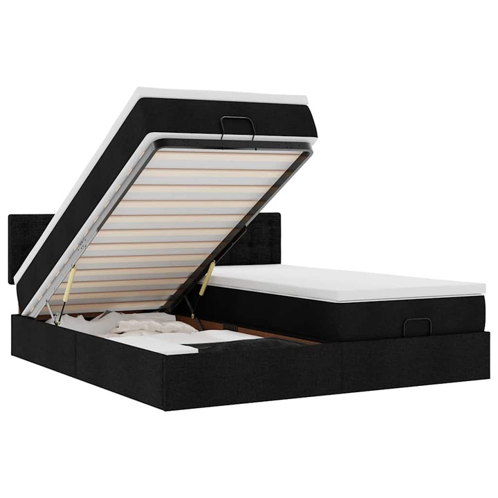 VidaXL Ottomán ágykeret matracokkal Fekete 160x200cm szövet 40.48 kg 3312031