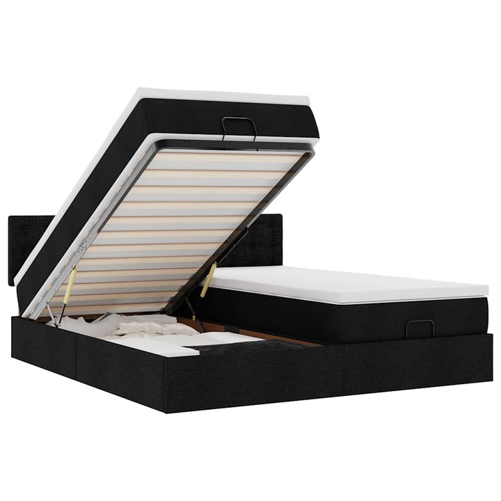 VidaXL Ottomán ágykeret matracokkal Fekete 180x200cm szövet 44.09 kg 3312038