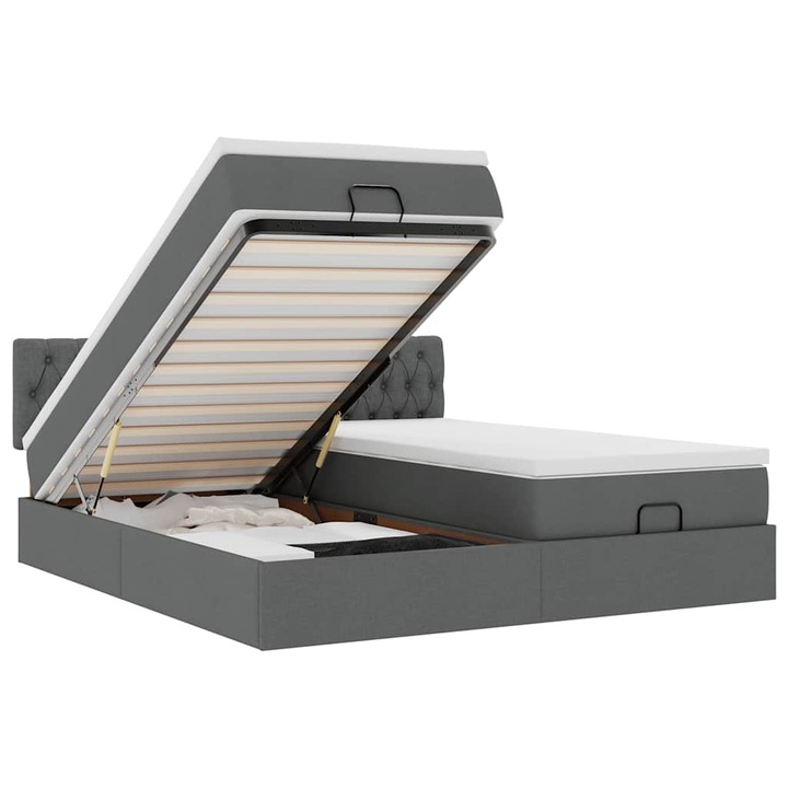 VidaXL Ottomán ágykeret matracokkal Sötétszürke 180x200cm szövet 40.47 kg