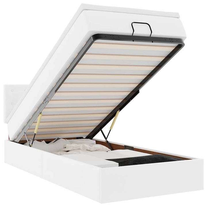 Cadru de pat otoman cu saltea vidaXL, alb, 100x200cm, piele artificiala, 42.61 Kg 3311289