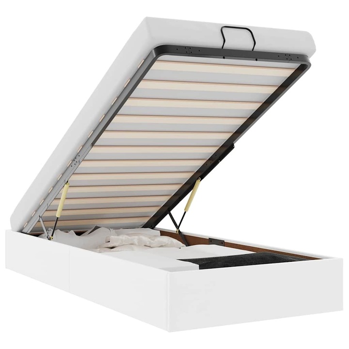 Cadru de pat vidaXL, otoman fara saltea alb 100x200cm piele artificiala, 18.8 kg