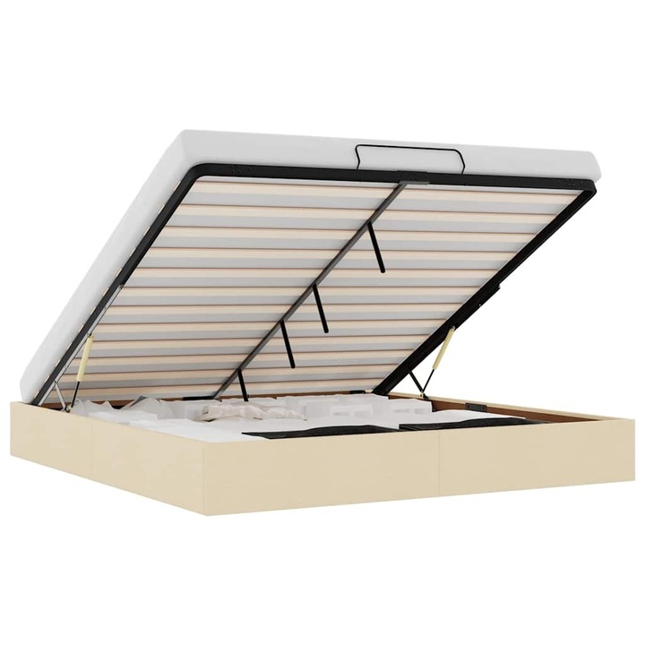 Cadru de pat otoman fara saltea vidaXL, crema, 180x200 cm, tesatura, 26 Kg 3310901