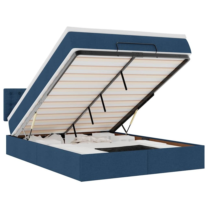 Pat otoman cu saltea vidaXL, Albastru, 140x190 cm, stofa, 54.83 Kg 3312477