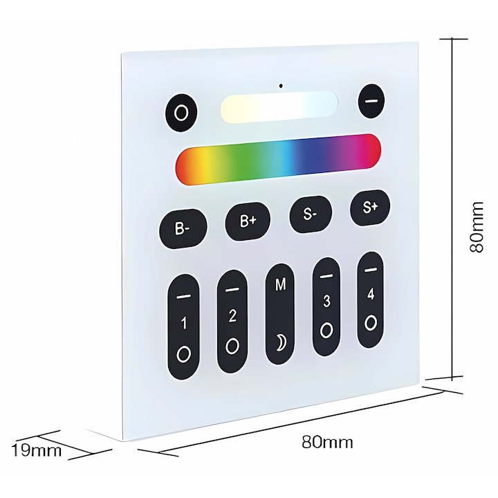 Intrerupator Tactil Smart Zigbee Gledopto, 4 Canale RGB/RGBW/RGB-CCT, Compatibil MiLight, Alimentare 2 X Baterii AAA, Control Iluminat Inteligent 2.4G