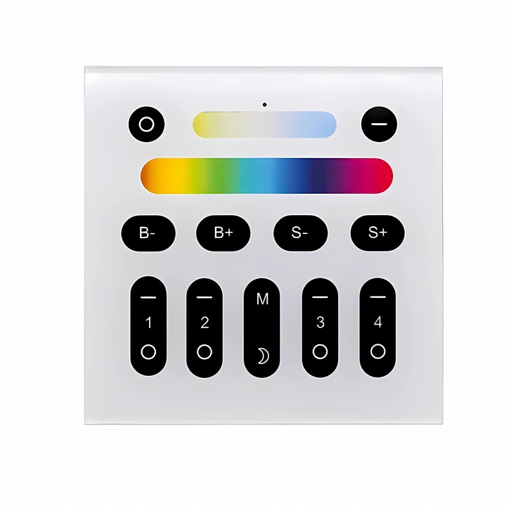 Gledopto® 2.4G сензорен стенен превключвател за RGB / RGBW / RGB-CCT осветление, съвместим с 4 MiLight канала