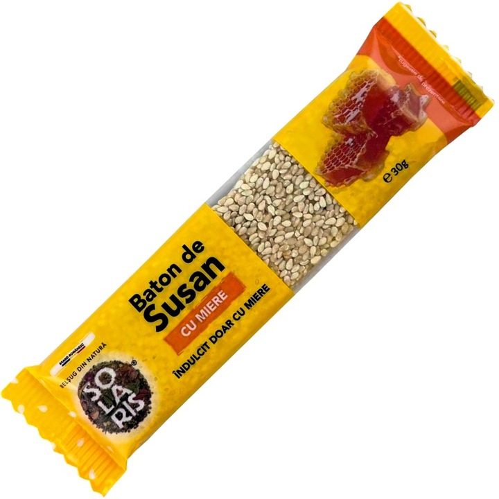 Baton din seminte de susan cu miere, fara zahar, aditivi sau conservanti, 30g, Solaris Plant