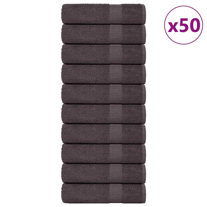 Комплект кърпи за ръце vidaXL, 50 бр, антрацит, 50x100 см, 360 gsm, 100% памук, 8.55 kg