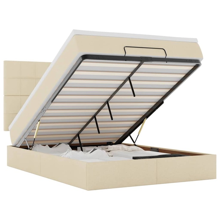 VidaXL Oszmán ágykeret matracokkal krém 140x200cm szövet 55.99 kg