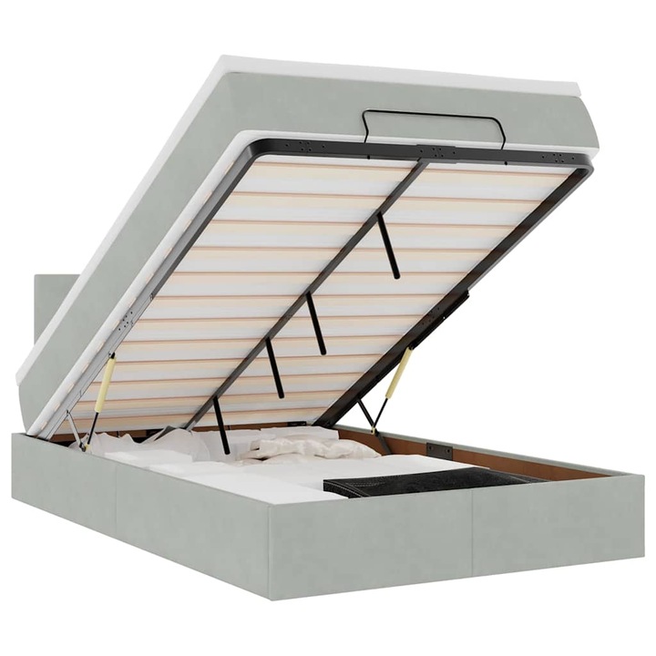 VidaXL Ottomán ágykeret matraccal Világosszürke 120x200cm bársony 39.06 kg 3312542