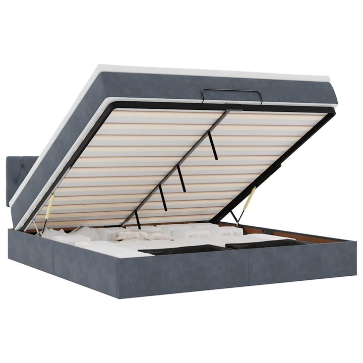 VidaXL Ottomán ágykeret matraccal sötétszürke 180x200cm bársony 47.69 kg