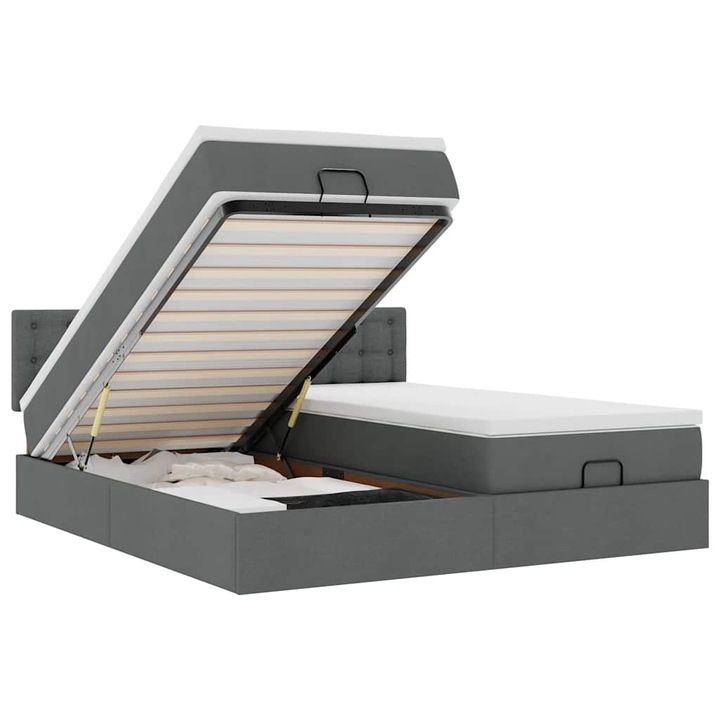 Cadru de pat otoman cu saltele vidaXL, gri inchis, 180x200cm, tesatura, 44.21 Kg 3312037