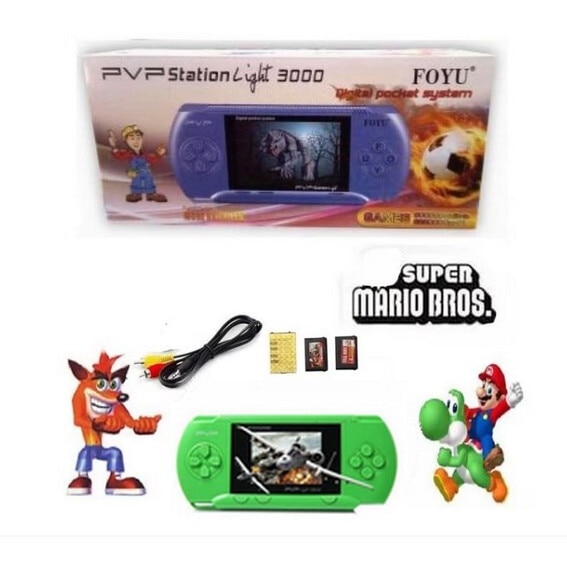 Consola Retro Jocuri Portabila PVP Station game cu 2 Card Jocuri verde pal