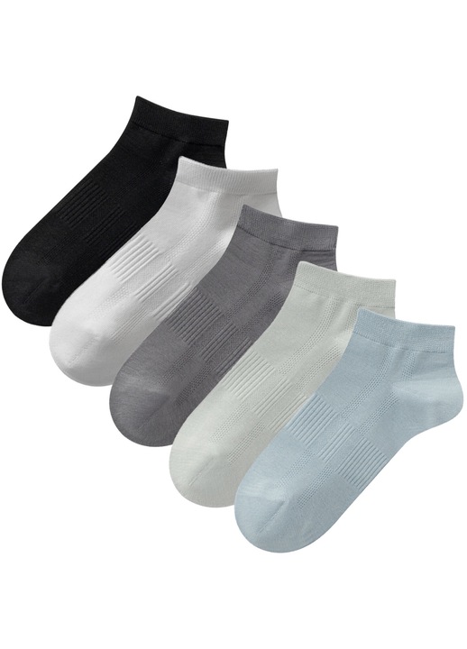 Set HIDARLING 5 perechi de sosete, barbati, bumbac, marimi 39-44, Negru/Alb/Gri inchis/Gri melange/Albastru deschis