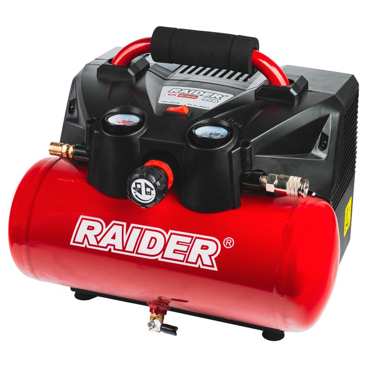 Компресор Raider RDP-J6AC20, R20, Акумулаторен, 40V, 6L, 98L/min, 9bar, Solo