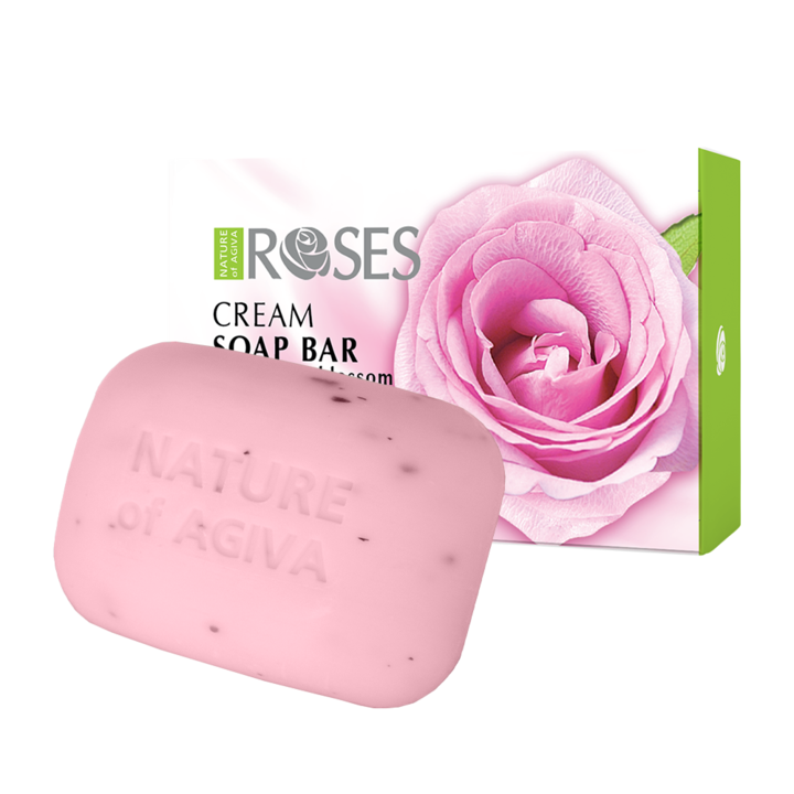 Тоалетен сапун Nature of Agiva Roses, С натурален цвят от рози, 75 гр, Розов