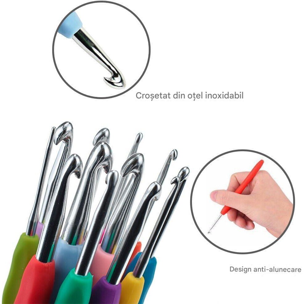Set 41de crosetat, accesorii de tricotat cu sac de depozitare, kit ...