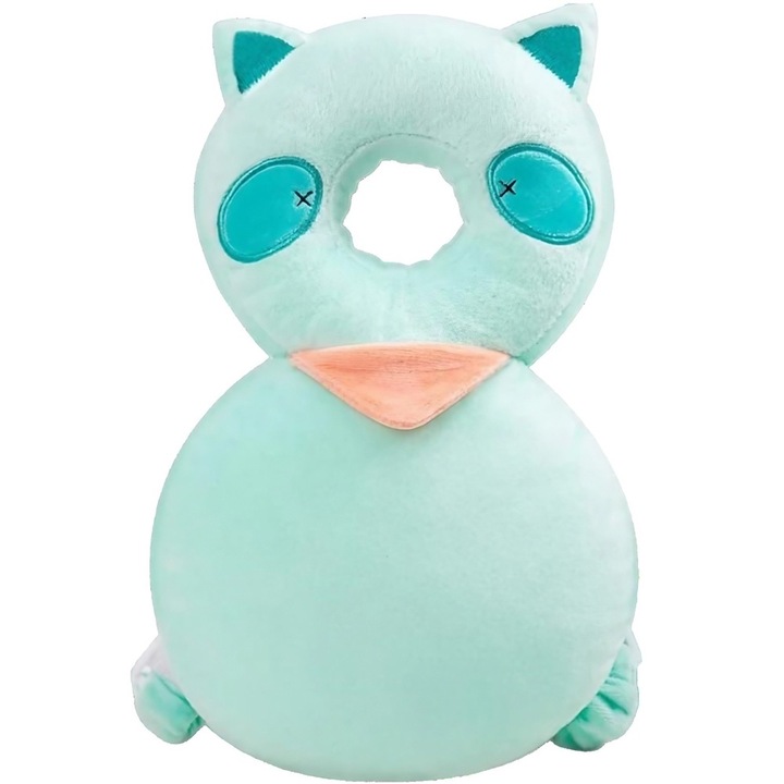 Perna Bebelusi, pentru Protectia Capului, Comando Kids, tip Rucsac, Usoara, Confortabila, Umplutura din Plus, Varsta 0-3 Ani, Dimensiuni 33x6x19 cm, Model Raton, Turcoaz deschis