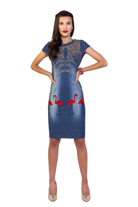 Рокля деним с бродерия