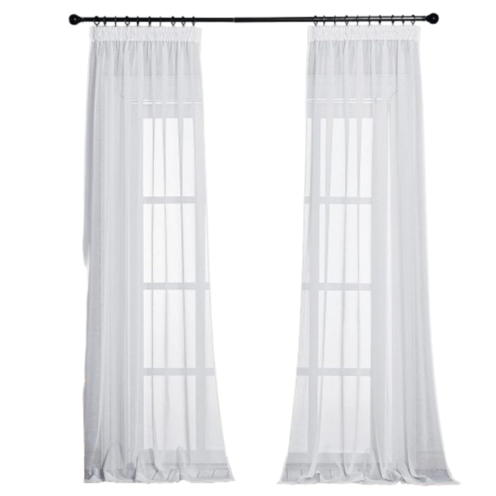 Комплект 2 полупрозрачни пердета PONY DANCE, изработени от воал тип лен, закопчаване тип режансе, 140 х 200 см, бели