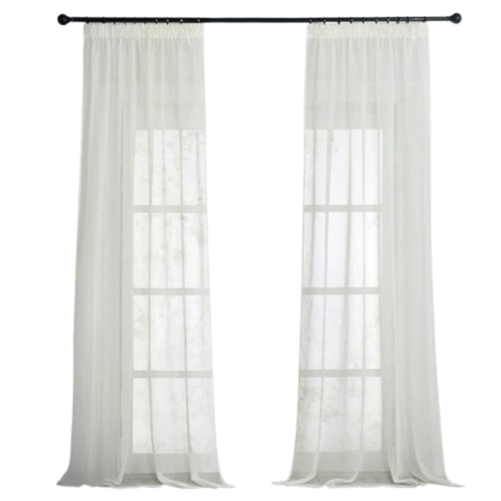 2 db félig áttetsző PONY DANCE függöny szett, vászon típusú fátyolból, rejanse típusú rögzítéssel, 140 x 245 cm, krém