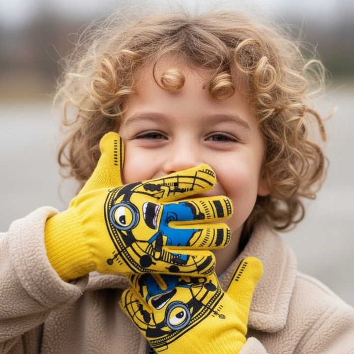 Manusi tricotate „ Minions ” HQ4307galben 113868, Galben, 4-8Y Standard