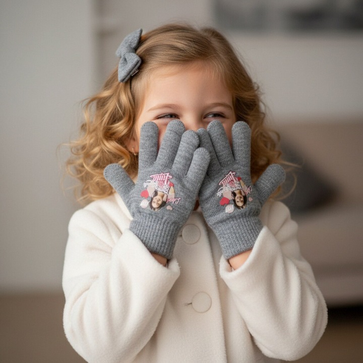 Manusi tricotate ' Soy Luna ' HQ4284gri 113874, Gri, 4-8Y Standard