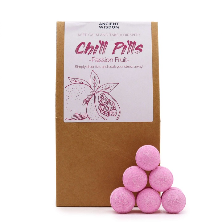 Set 30 Bombe De Baie, Ancient Wisdom, Chill Pills Fructul Pasiunii, 350g