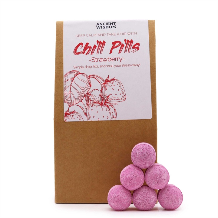 Set 30 Bombe De Baie, Ancient Wisdom, Chill Pills Capsuni, 350g